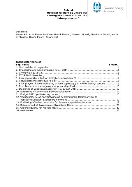00 Referat med bilag - Svendborg Kommune - PolitikerWeb