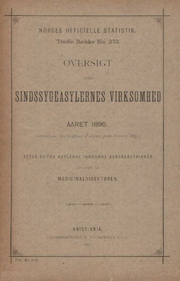 Oversigt over Sindsygeasylernes Virksomhed i Aaret 1895