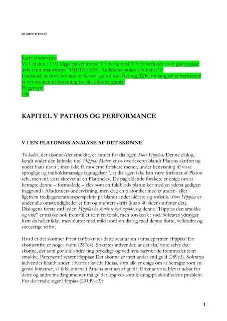 KAPITEL V PATHOS OG PERFORMANCE - Ole Thomsen