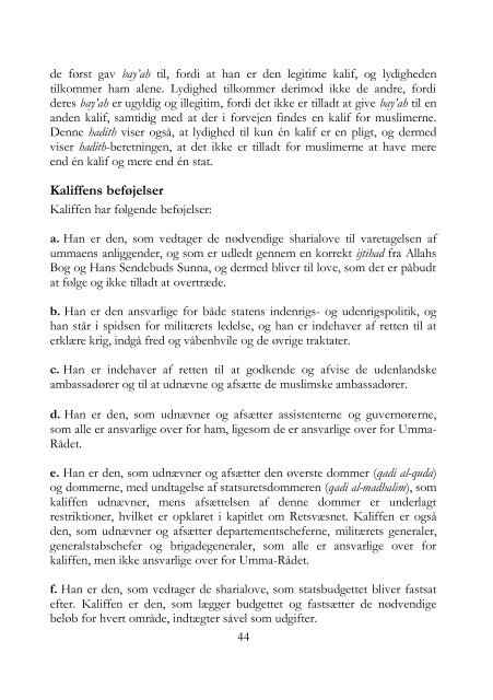 Kalifatets Statsinstitutioner(Styre & Forvaltning) - Hizb ut-Tahrir