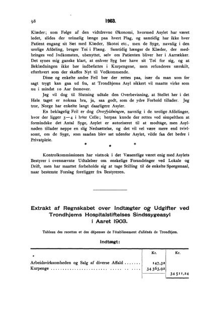 Oversigt over Sindssygeasylernes Virksomhed Aaret 1903 - SSB