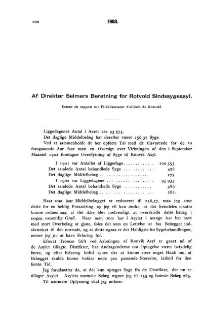 Oversigt over Sindssygeasylernes Virksomhed Aaret 1903 - SSB