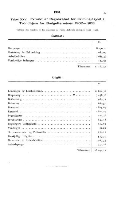 Oversigt over Sindssygeasylernes Virksomhed Aaret 1903 - SSB