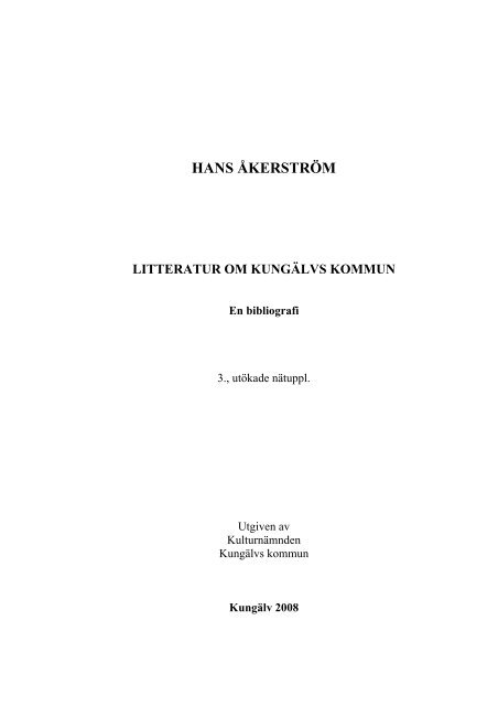 Litteratur om Kungälv av Hans Åkerström