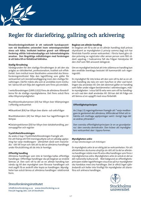 Regler för diarieföring, gallring och arkivering - Stockholms universitet