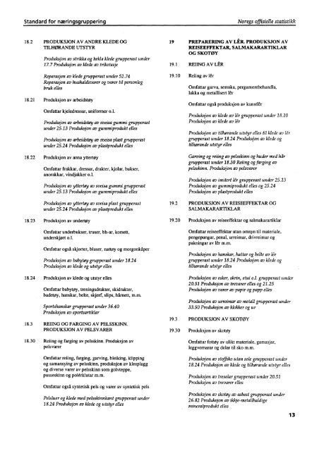 Standard for næringsgruppering SN94 Forkorta nynorsk versjon