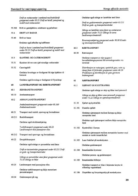 Standard for næringsgruppering SN94 Forkorta nynorsk versjon