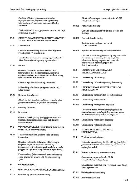 Standard for næringsgruppering SN94 Forkorta nynorsk versjon