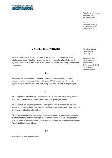 Standard jagtlejekontrakt - Frederikshavn Kommune