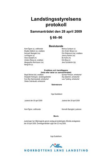 Landstingsstyrelsens protokoll