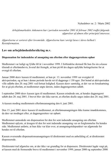 Nyhedsbreve fra AMA 1999-2003 - Ankestyrelsen