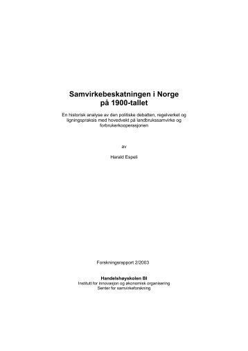 Samvirkebeskatningen i Norge på 1900-tallet - Handelshøyskolen BI