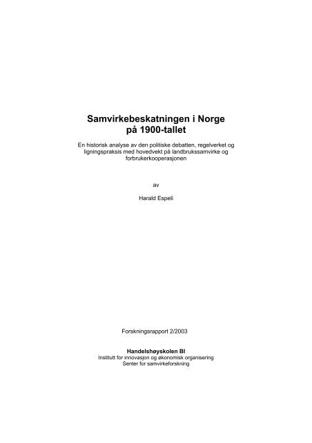 Samvirkebeskatningen i Norge på 1900-tallet - Handelshøyskolen BI