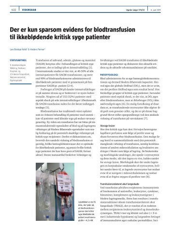 Der er kun sparsom evidens for blodtransfusion til ikkeblødende ...