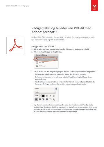 Rediger tekst og billeder i en PDF-fil med Adobe® Acrobat® XI