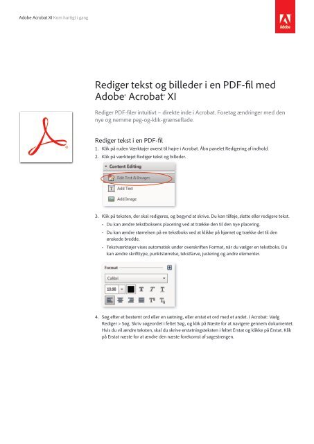 Rediger tekst billeder i en Adobe® Acrobat® XI