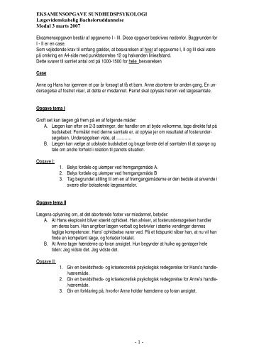 - 1 - EKSAMENSOPGAVE SUNDHEDSPSYKOLOGI ...