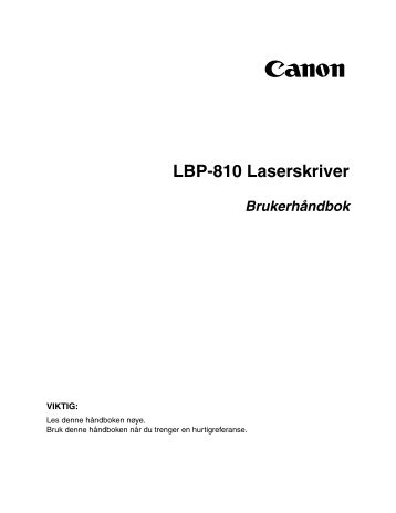 LBP-810 Laserskriver Brukerhåndbok
