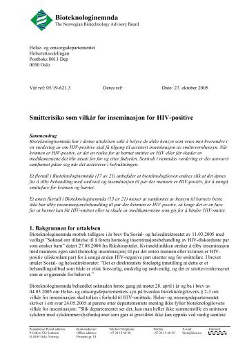 Inseminasjon for HIV-positive - Bioteknologinemnda