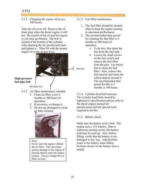 OWNER'S MANUAL Air-cooled Diesel Engine ... - John Meister