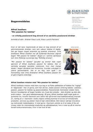 Bog: "Min passion for ledelse" PDF - Klaus Lund & Partnere