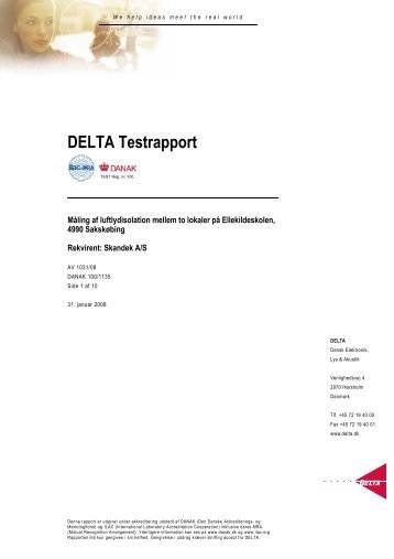 Luftlydisolation R'w 48 db over klasseskel - Skandek