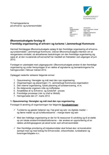 Forslag til fremtidig samlet organisering af erhverv og turisme