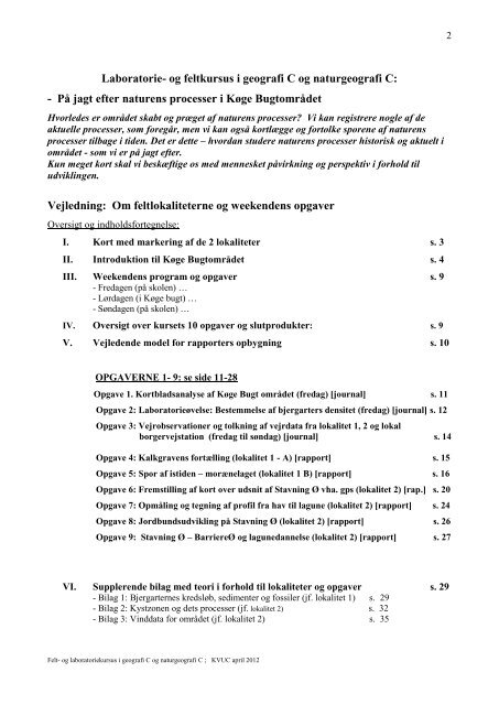 Laboratoriekursus i geografi C og naturgeografi C - KVUC