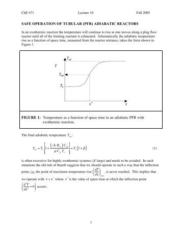 SAFE OPERATION OF TUBULAR (PFR) ADIABATIC REACTORS ...