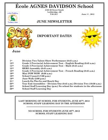 June Newsletter.pdf - École Agnes Davidson