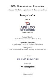 AWO Prospectus PETROJACK offer - COSL Drilling Europe AS