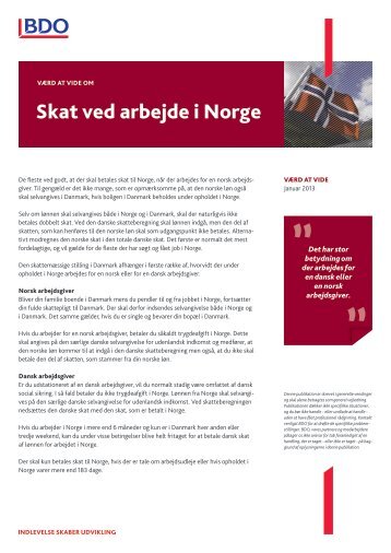 Skat ved arbejde i Norge - BDO