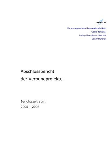Abschlussbericht der Verbundprojekte - Universität Bayreuth