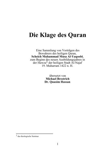 Die Klage Des Quran Yaqoobi De