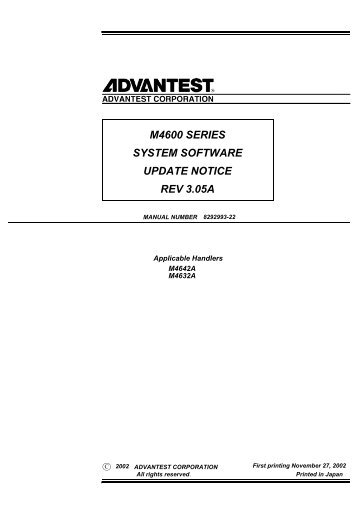m4600 series system software update notice rev 3.05a - Advantest