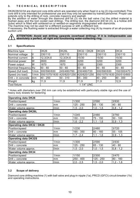 dk26, dk28, dk32, dk34 betriebsanleitung. - WEKA Elektrowerkzeuge