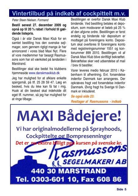 Dansk MAXI Klub's Medlemsblad Nr. 4, december 2009, 29. årg.