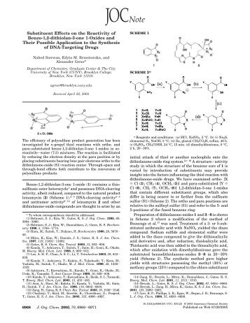 Substituent Effects on the Reactivity of Benzo-1,2-dithiolan-3-one 1 ...