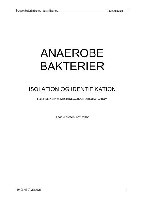 Anaerobe bakterier, isolation og identifiaktion