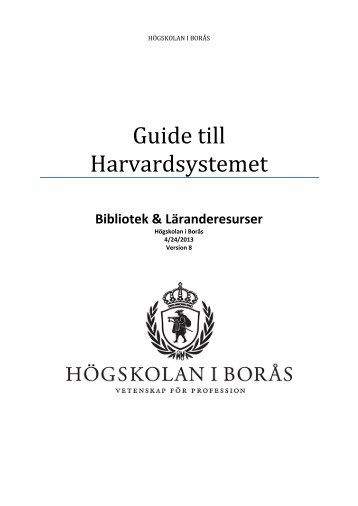 Guide till Harvardsystemet - BADA - Högskolan i Borås