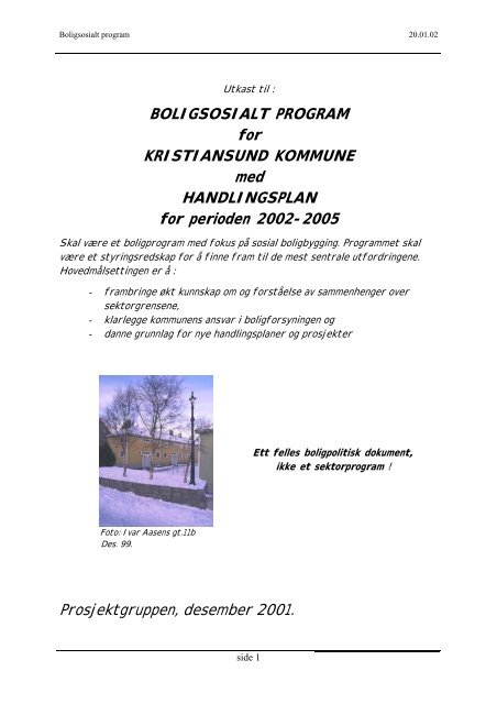 BOLIGSOSIALT PROGRAM for KRISTIANSUND ... - Husbanken