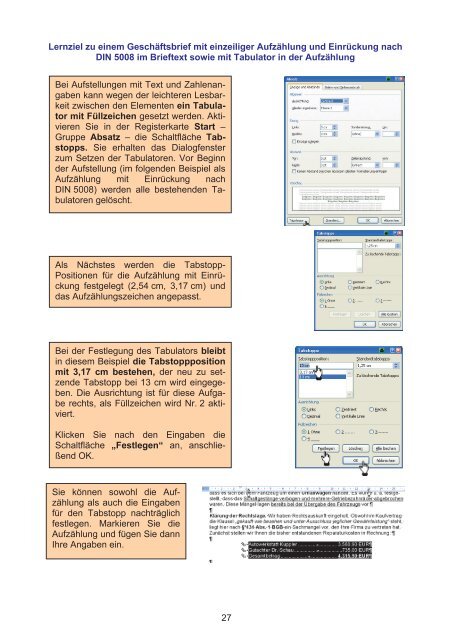 27 Lernziel Zu Einem Geschaftsbrief Mit Einzeiliger Aufzahlung Und