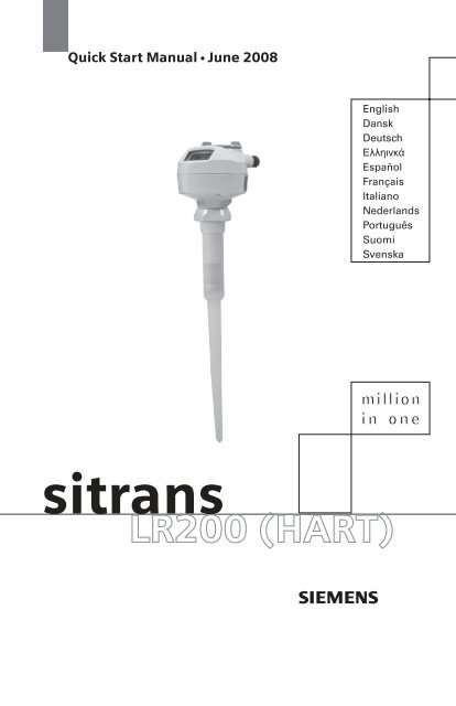 SITRANS LR200 (HART) Quick Start Manual - Siemens