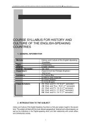 COURSE SYLLABUS FOR HISTORY AND CULTURE OF THE ...