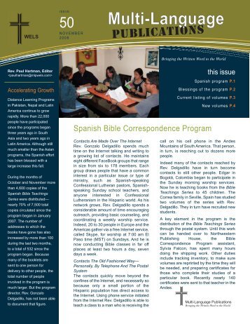 Spanish Bible correspondence program and New BTS ... - Connect