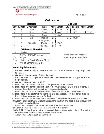 Coldframe - WSU Extension Counties - Washington State University