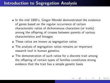 Introduction to Segregation Analysis