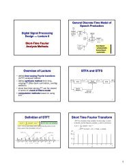 Overview of Lecture STFA and STFS Definition of STFT Short Time ...