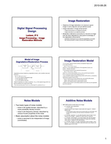 Digital Signal Processing Design Image Restoration Image ...