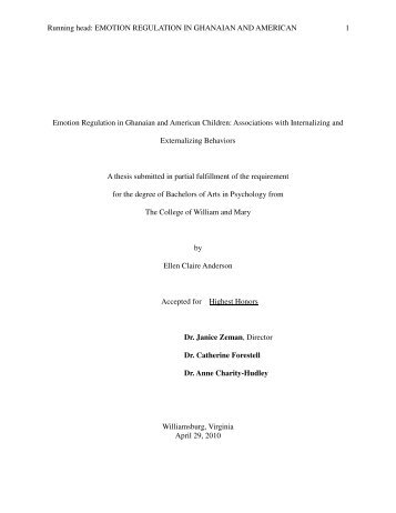 EMOTION REGULATION IN GHANAIAN AND AMERICAN 1 Emotion ...